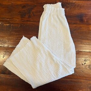 ZARA White Crinkle-Textured Wide Leg Pants Kids 13/14 Adult XS